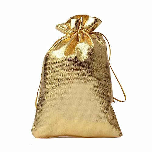 SHTGOI 20 Stück Schmuckbeutel Seide Satinbeutel Geschenkbeutel Weihnachtstüten Gold und Silber Säckchen Rechteck Stoffbeutel für Schmuck Lagerung Geschenk Süßigkeiten Verpackung Weihnachten Gold