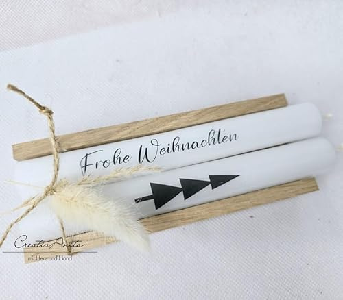 Weihnachtsgeschenk Kerzen - Stabkerzen mit Spruch - Dekoriert in Holzbox