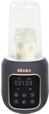 BEABA, 5-in-1 Bottle Warmer/Steriliser,Maternal/Infant Milk Warmer, Multifunction: Water Bath Mode, Defrost Mode, Baby Food Warmer Mode, Fast Warming Mode, Sterilization, Multi Milk, Midnight-UK Plug