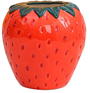 Marooma Vase en Céramique à Fraises D'inspiration Vintage, Pot de Fleurs Créatif à Fraises pour des Arrangements Floraux Uniques et Une Touche Décorative Moderne, Décoration Unique à(M)
