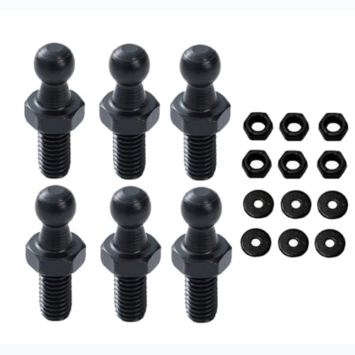 TOOMYAUTO Lot de 6 goujons à billes de 10 mm avec matériel, vis à billes M8, filetage 5/16-18 x tige de 1,27 cm de long pour vérins à gaz, support de levage (noir)