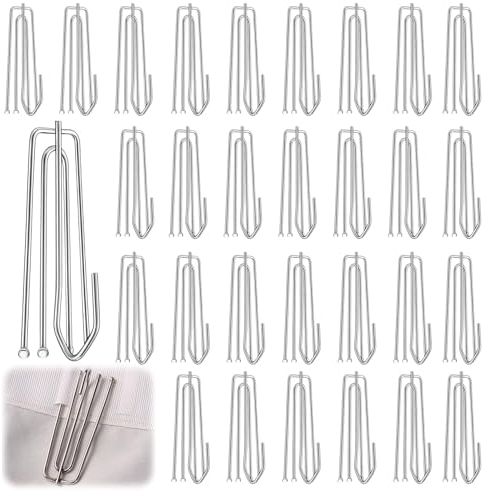 30 Stück Metall Gardinenhaken,Edelstahl Vorhang Faltenhaken,Gardinen Haken zum Einhängen für Schiene,Gardinenröllchen Haken,Metall Vorhanghaken,Überklipshaken für Vorhänge für alle Zuhause Vorhänge