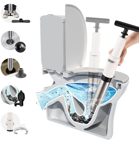 Sewokon Toilet Unblocker Heavy Duty, Toilet Plunger Sink Strongest For Unblocking Toilet Bathtub Sink Kitchen & Pipe Clog (White)