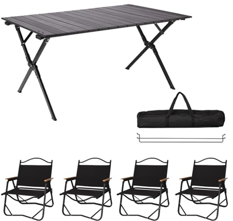 5-teiliger tragbarer klappbarer Campingtisch und Stuhl, klappbarer Picknicktisch und Stühle aus Aluminium für Picknick, Strand, Angeln, Wandern