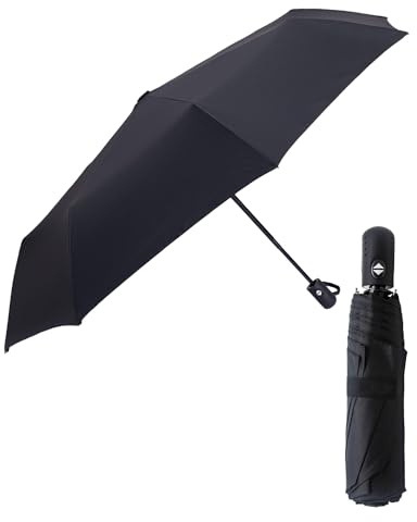 HW CASA Ombrello Pieghevole Antivento 105CM - Automatico 8 Stecche in Fibra di Vetro, Robusto, Compatto e Portatile da Viaggio per Uomo e Donna