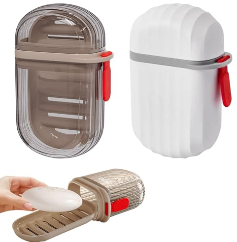 seifendose, Pack of 2 Soap Containers, Seife mit Abtropfgestell, wasserdichte kleine Reiseseifenschale für zu Hause oder auf Reisen
