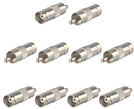 Futheda 10PCS BNC Female to RCA Male RF Coaxial Connector Coax RG6 Coupler Adapter BNC Jack to RCA Plug Straight Converter Coaxial Cable Connector for CCTV 6 10 20 Surveillance Video Security Camera