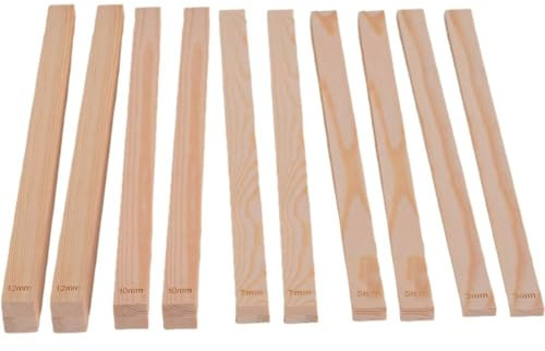 Lpitoy 10 Pezzi Guida per Bastoncini di Fango Rotolante per Insegnamento della Ceramica Guide per Mattarello in Legno Set di Bastoncini Guida alla profondità di Argilla Polimerica