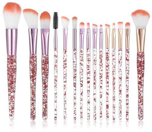 AOZUO 15 Stück Pinselset Makeup,Schminke Make Up Pinsel Set,Schminkpinsel Set Professionelles Foundation Sparkles Puderpinsel Powder Lidschatten Concealer Highlight Beauty für Frauen Foundation Rouge