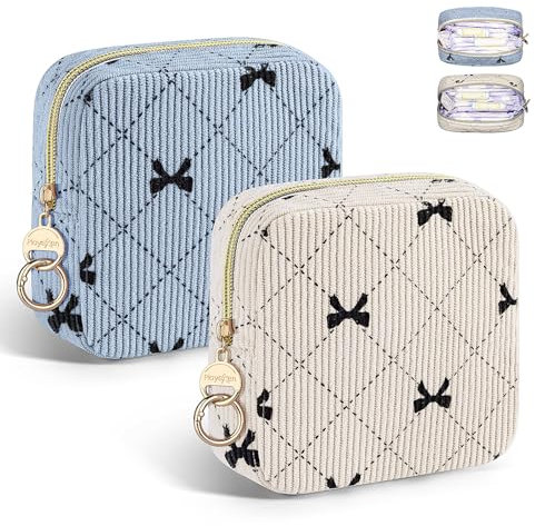 2pcs Binden Aufbewahrung Tasche für Binden und Tampons Klein Hygienebeutel für Damenbinden Perioden Menstruationstasche für Unterwegs Slipeinlagen Mädchen Notfallset Erste Periode Schule Geschenke(A)