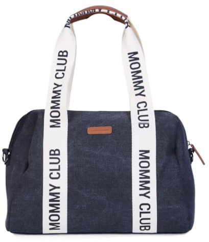 CHILDHOME, Baby Changing Bag, Mommy Bag, Baby Changing Mat Included, Lots of Storage, Stroller Attachments, Shoulder Strap, Vegan Leather, 22L, Mommy Club Signature, Canvas Black