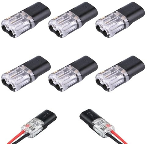 6 Pcs Wire Connectors Push Fit,Cable Connectors with Locking Buckle,Electrical Wire Connectors,Double Wire Plug in Connector for Electrical