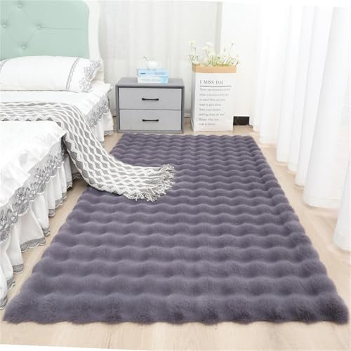 Hava Kolari Hochflor Teppich Wohnzimmer rutschfest Fellteppich Shaggy Flauschig Weich Modern Fellteppich Deko (Grau,120 * 180cm)