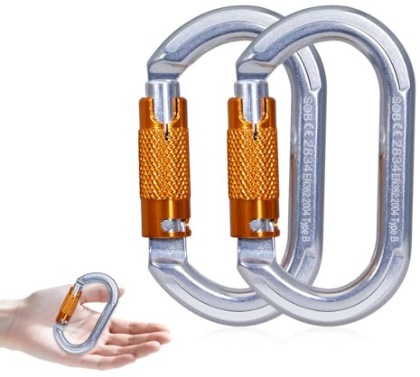 SOB Karbinhake, 22 KN-2 500 pund kraftiga trådbundna karbinhakar, O-ringform, nyckelringsklämma för camping, vandring, backpacking, hundkoppel etc (2 st – 5 lbs)