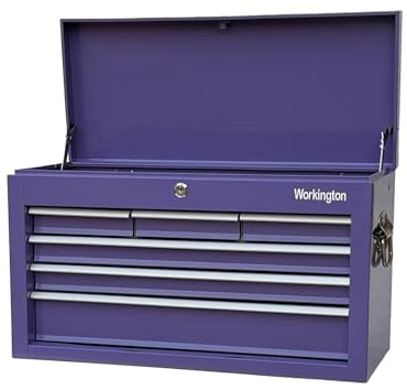Workington Portable Metal Tool Chest with 6 Drawers, 24 6-Drawer Tool Chest Cabinet with Ball Bearing Drawer Slides, Steel Tool Storage Box Organizer 4005 Purple