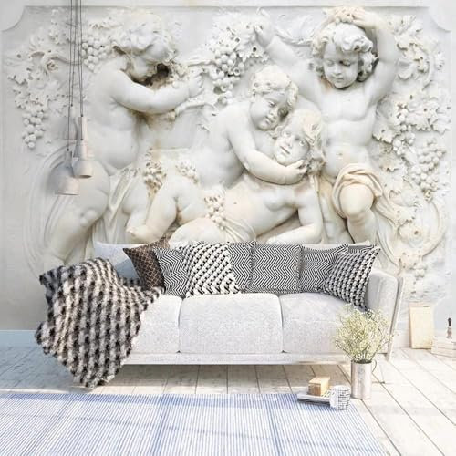 Escultura De Querubín De Escayola En Relieve Estereoscópico 3D Papel Pintado Pared Fondos Oficina Sala De Estar Sofá Dormitorio TV Fondo Decoración-300cm×210cm