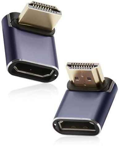 Dozylive 2 Pièces Adaptateur HDMI Coudé à 90 Degrés 8K HDR, Connecteur HDMI 2.1 Raccord 48Gbps avec Indicateur de LED, Extender 8K@60Hz, 4K@120Hz Femelle vers Male pour HDTV, Projecteur