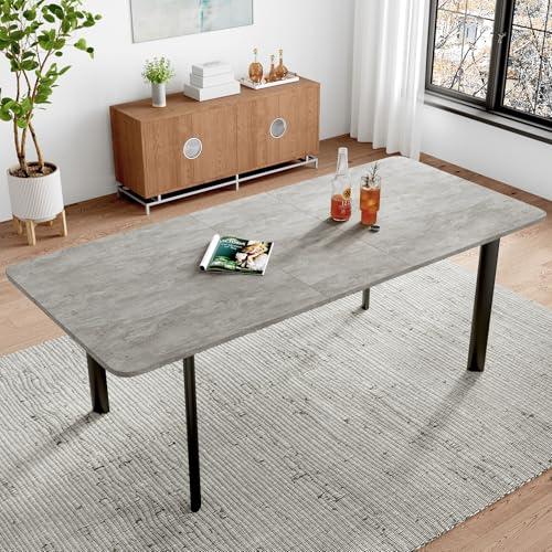 JIEXI Esstisch Mit 4-8 Stühlen Set, Essgruppe Tisch Ausziehbar, Moderner, Stilvoller MDF-Platten Esstisch Für Das Wohnzimmer (160-200cm grau Tisch)