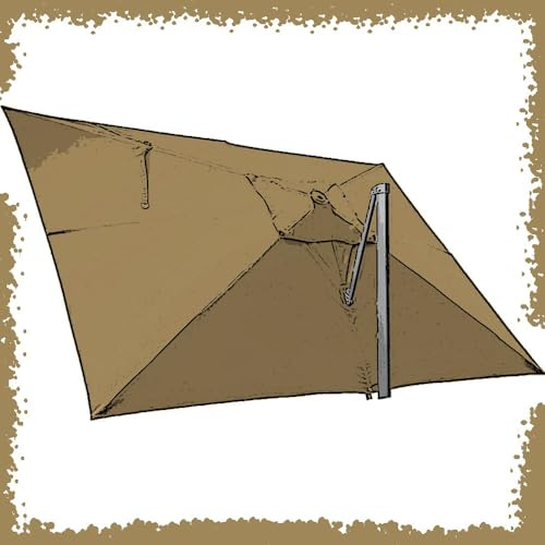 VLKLPZAHAK Copertura di Ricambio per Ombrellone 3x4m 8 Stecche Telo di Copertura per Ombrello A Sbalzo Tettoia di Ricambio per Ombrello Rettangolare Protezione UV Tessuto di Ricambio(Khaki)
