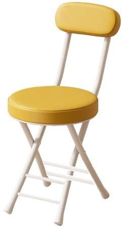 Sedia Pieghevole Portatile, Comoda Sgabelli da Bar con Schienale Imbottito, Nessun Montaggio, Facile da Pulire per Cucina, Soggiorno, Campeggio, Giardino, Scrivania(Yellow)