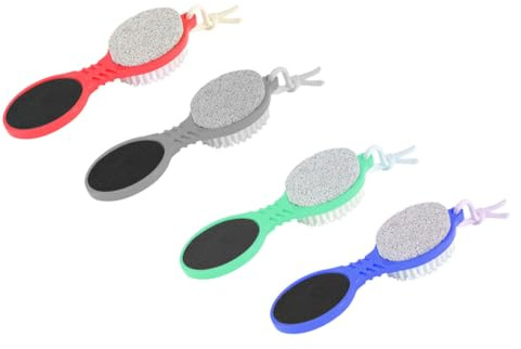 PACKOVE 4 Stück Fußfeilen mit Bimsstein Hornhautentferner aus Edelstahl und Stein Leichter Griff für Komfortable Pediküre und Entfernung Trockener Fußhaut Zufällige Farbe