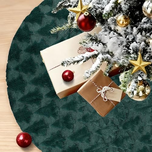 SilverChry Gonna Albero Natale, 122cm Tappeto Albero di Natale, Grand Tappeto Base, Coprialbero, Metti i Regali Nataleregali. (Verde)