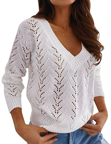 Pull au crochet pour femme, pulls tricotés pour femmes, hauts tunique ajourés tendance, pull confortable et doux, pull classique pour sortir, tricot douillet et chaud, coupe normale, haut