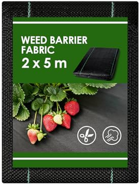 HO-SFSM Telo Pacciamatura, 2 m x 5 m, 80g/m², Foglio per Erbacce | Tessuto di Protezione dalle Erbacce, per Giardinaggio, Agricoltura