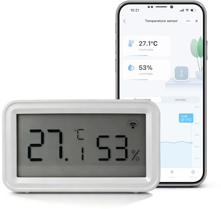 Chatthen Thermomètre Connecté Wifi, Hygrometre Connecté avec Alarme Intelligente, Stockage Exportation Gratuite de Données, Compatible avec Smart Life, Convient thermometre Chambre Bebe