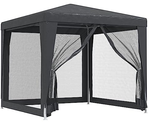 Tonnelle de Jardin, Tente de Réception Pavillon Barnum de Jardin 4 parois latérales en Maille Anthracite 2.5x2.5 m
