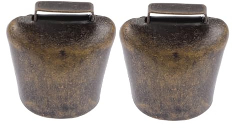 DIYEAH 2 pezzi Campanacci in Ferro per Mucche e Bestiame Campane da Pascolo Resistenti e Leggere con Finitura Bronzo Decorazione Pratica per Collari Animali da Fattoria
