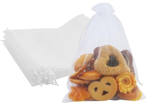 JRSHIRLEYLTD Skyddande vita Organzapåsar med dragsko, 20 stycken, 15 x 20 cm, druvor, presentpåsar för smycken, godis