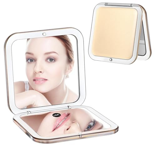 Nogeqi Taschenspiegel Klappbar 15X, Reisespiegel Mit 15 Fach Vergrößerung, Mini Klappspiegel, Spiegel Klein, Kleiner Spiegel Travel Mirror Compact Quadratischer Doppelseitig Für Make Up