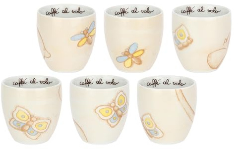 THUN - Set 6 caffeini in porcellana, Elegance - Porcellana, 6,3cm