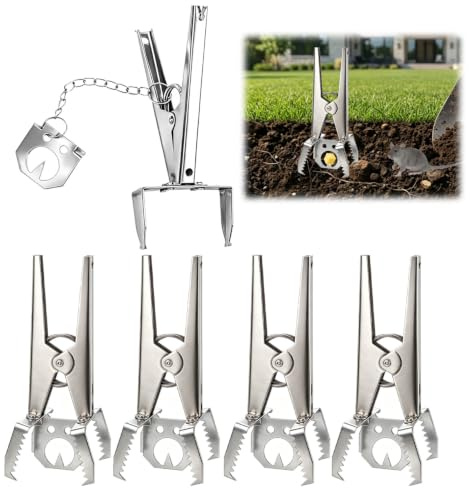 5 Stück Wühlmausfalle Stellplättchen, Maulwurffalle aus Verzinktem, Beidseitige Fangmöglichkeit, Korrosionsbeständige/Scharf/Wiederverwendbar, Wühlmausfallen für Garten Rasen