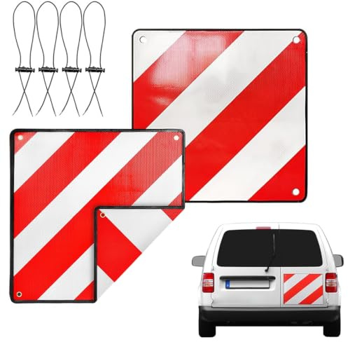 Hojalis Panneau D'avertissement 2 En 1, 50x50cm Panneau Avertissement Danger Italie et Espagne avec 4 Cordes Tension, Panneau Signalisation Porte Velo pour Porte Velo Voiture, Camping-Car, Caravane