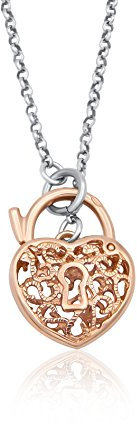 Damen-Collier Herz-Schloss 925 Sterling Silber Double mit Verschlussmechanismus 45cm lang Silberkette Halskette Doublé Rosé
