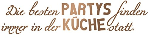 WANDKINGS Wandtattoo - Die besten PARTYS finden immer in der KÜCHE statt. - 110 x 26 cm - Kupfer - Wähle aus 5 Größen & 35 Farben