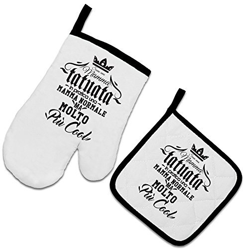 Babloo Set da Cucina Guanto da Forno e Presina Festa della Mamma Mamma Tatuata Guanto + PRESINA