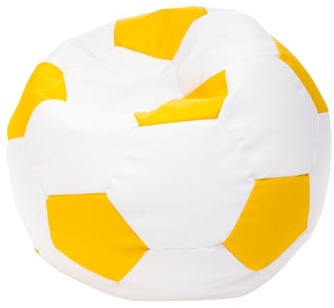 Ecopuf Football Sack M - Pad made of durable material - Ideal for football fans - Pouf living room - Velvet Puff - Pouf Game Chair Bag - 65x45 cm - Lemon Yellow E18