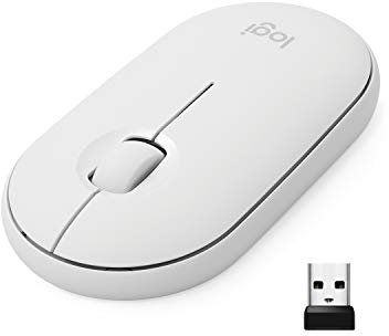 Logitech Pebble M350 Wireless Mouse with Bluetooth or USB - Silent, Slim Computer Mouse with Quiet Click for iPad, Laptop, Notebook, PC and Mac - Off White