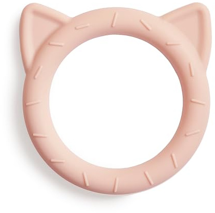 Mushie Beißring für Babys aus BPA-frei Silikon | Fördert Sehsinn & Motorik Baby | Zahnen Nursing Zubehör | Sichere & Hochwertige für Kleinkinder Kinder Jungs & Mädchen | Katze Design (Erröten)
