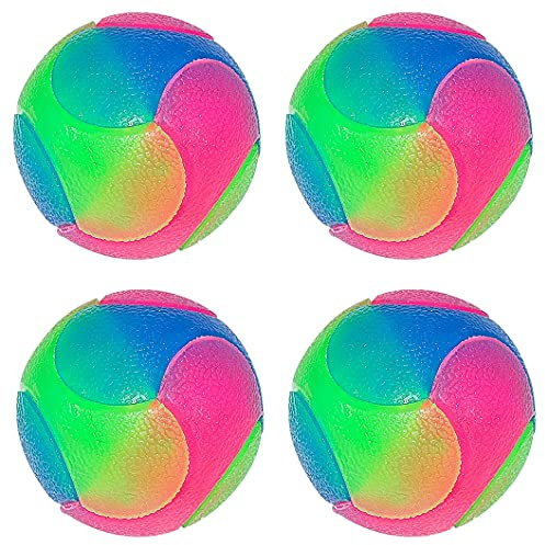 Rolin Roly Leuchtend Glow Ball Blinkender Ball Hundeball Hundebälle Hundespielzeug Ball Mit LED Licht Spielball für Hunde Bissfest Hundespielzeug Ball (4PK Large Ball)