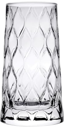 Juego de Vasos largos elegantes. 4 Vasos grandes para agua, cócteles, refrescos y zumos. 34 cl. medida: 140 mm Ø 60 mm. Pasabahçe - colección Leafy