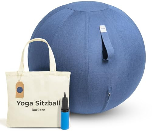 Backerz Sitzball - Ergonomische Sitzmöbel für Büro und Heimbüro - Langlebiger Stoff, Gymnastikball - Fitness-Ball, Ballstuhl mit Ballauflage - Waschbarer Leinenbezug