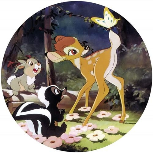 Komar Disney DOT runde und selbstklebende Vlies Fototapete von Disney - Bambi Butterfly - Ø Durchmesser 125 cm - Reh, Babyzimmer, Kinderzimmer, Wandtattoo - DD1-045