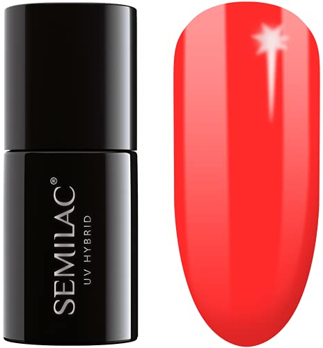 SEMILAC Gel Nail Polish 570 Neon Watermelon - Full Coverage Gel Polish - Soak Off Easy To Use LED/UV Nail Lamp - Long Lasting Manicure and Pedicure up to 3 weeks