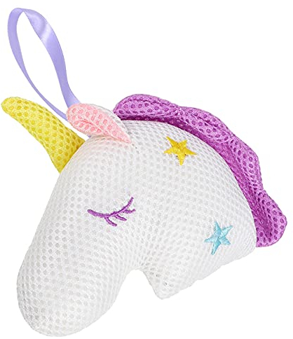 SOLUSTRE Einhorn Bad Schwamm Sanfte Peeling Baby- Freundliche Mesh Schwamm Weiche Loofahs für Kinder Frauen Mädchen Bade Reinigung Beruhigen Haut Verwenden (Weiß)