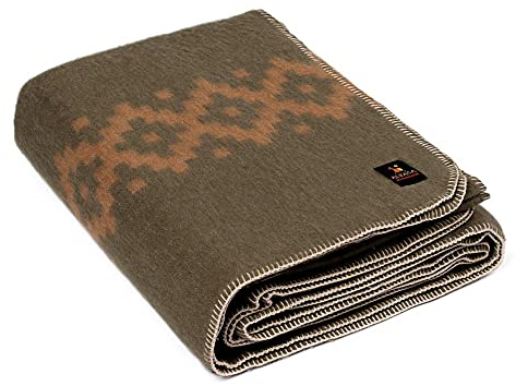 Dicke Alpaka-Wolldecke, schwere Alpakawolle, Decke für Camping, Outdoor, Indoor, weiche peruanische Alpaka-Wolldecken, die im Twin-King-Size-Design erhältlich sind (Olivgrün,weiches Kamel, King-Size)