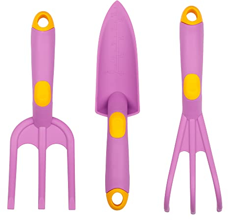 Mivos Set di attrezzi da giardinaggio a mano per bambini e donne – Set di attrezzi da giardinaggio in polipropilene resistente – Forchetta manuale – Artigli – Paletta stretta – Made in EU